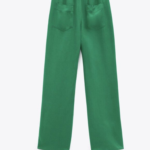 Zara Apple Green Wide Leg Blend Slouchy Pants Size XS - Picture 4 of 16